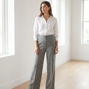 Zara grey herringbone wide leg trousers - XS